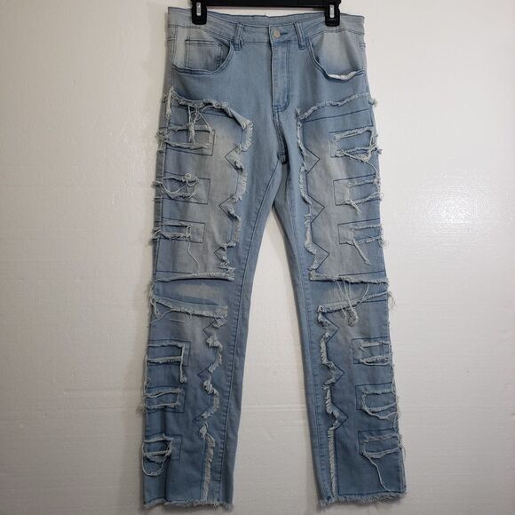 Women's Distressed Stretchy Jeans, Size Medium - Picture 8 of 9